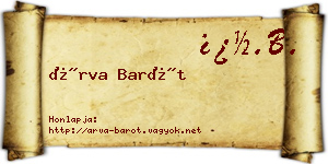 Árva Barót névjegykártya
